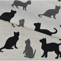 Linen / cotton fabric "Cats...